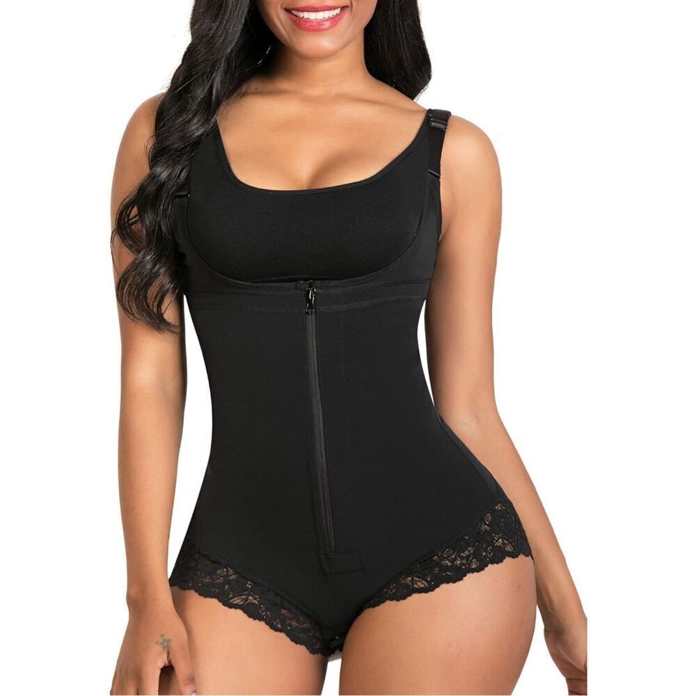 NEW Shaperx Shapewear Tummy Control Zipper Open Bust Bodysuit L